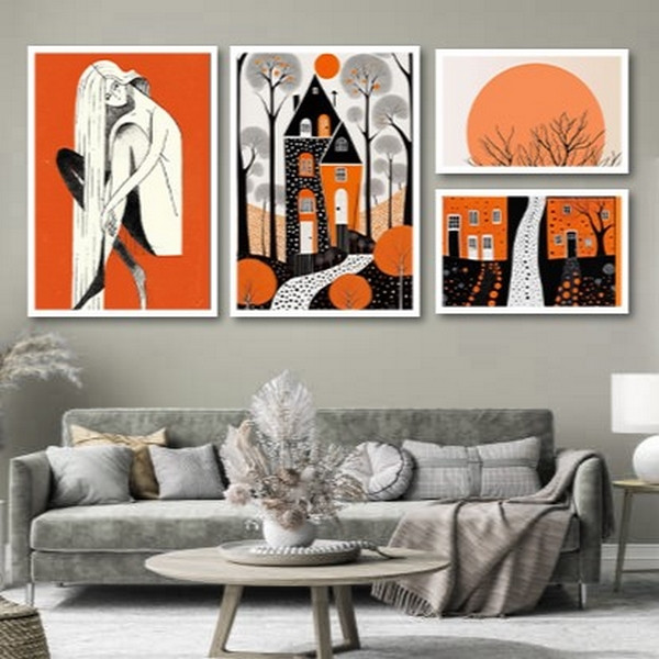 تابلو بکلیت طرح هنری و دکوری مینیمال و مدرن مدل W-bu3813 مجموعه 4 عددی