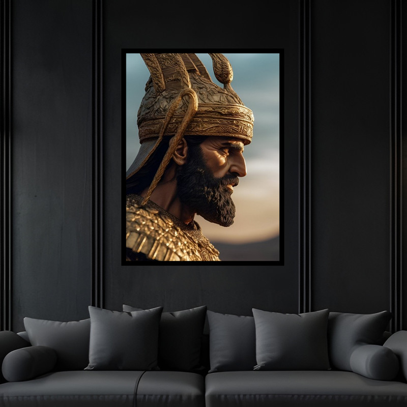 تابلو بکلیت طرح دکوری باستانی تاریخی کشور ایران کوروش مدل B-bu6485 فریم مشکی