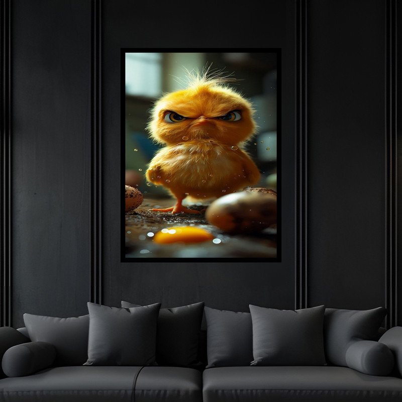 تابلو بکلیت طرح دکوری فانتزی حیوانات جوجه و تخم مرغ مدل B-bu6789 فریم مشکی
