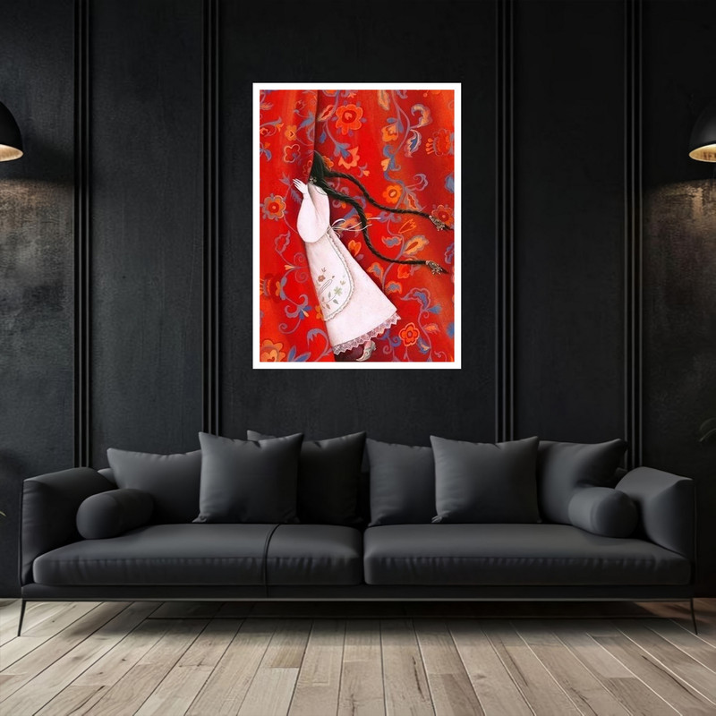 تابلو بکلیت طرح نقاشی سنتی کلاسیک دکوراتیو هنری مدل W-bu5505 فریم سفید