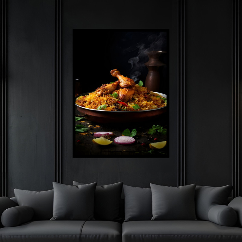 تابلو بکلیت طرح رستوران غذای سنتی ایرانی چلو مرغ مدل B-bu7537 فریم مشکی