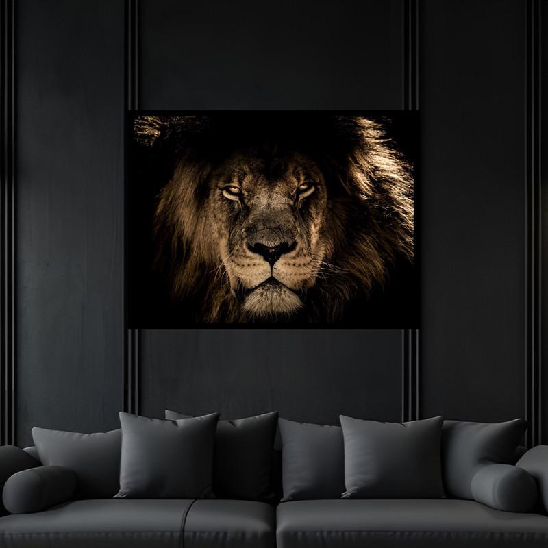 تابلو بکلیت طرح دکوراتیو دکوری حیوانات شیر مدل B-bu6698 فریم مشکی