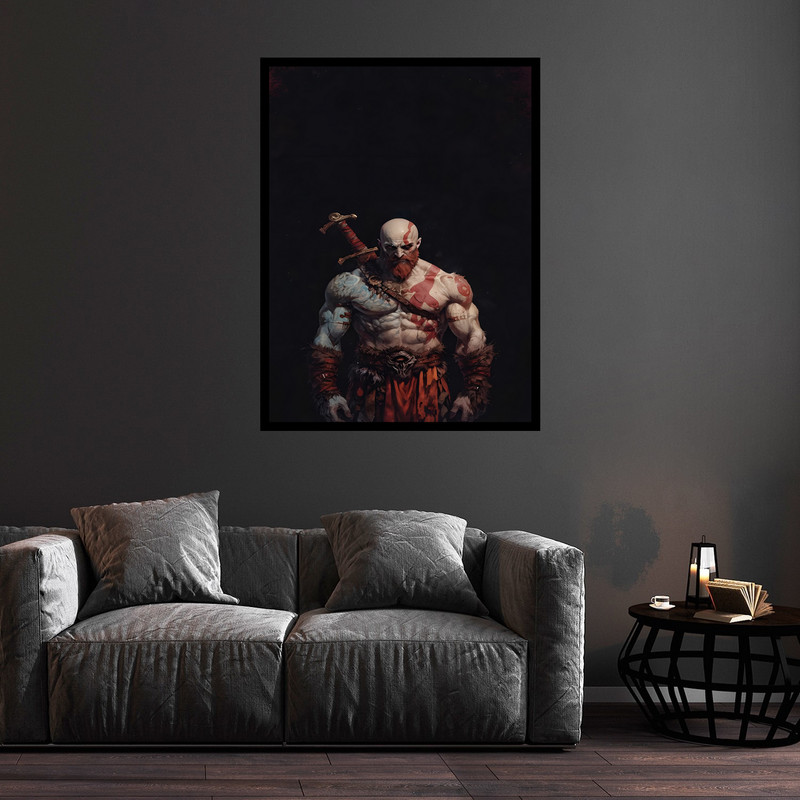 تابلو بکلیت طرح دکوری گیم و گیمینگ بازی خدای جنگ  گاد اف وار مدل B-bu5760 فریم مشکی