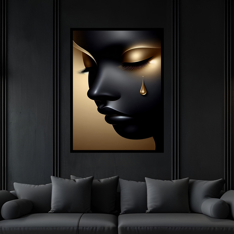 تابلو بکلیت طرح دکوراتیو مدرن ژستیک چهره دخترانه مدل B-bu6922 فریم مشکی