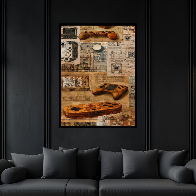 تابلو بکلیت طرح گیمینگ و گیم نت دسته کنسول بازی ps مدل B-bu6831 فریم مشکی