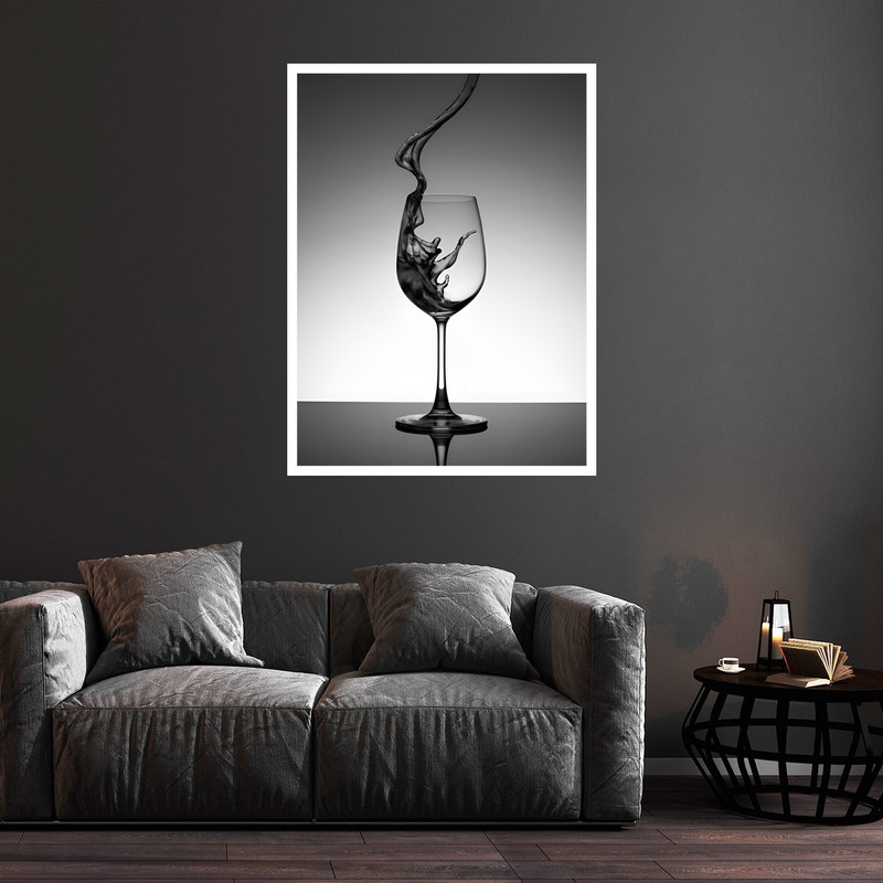 تابلو بکلیت طرح کافه و کافی شاپ دکوری لیوان آب مدل W-bu5806 فریم سفید