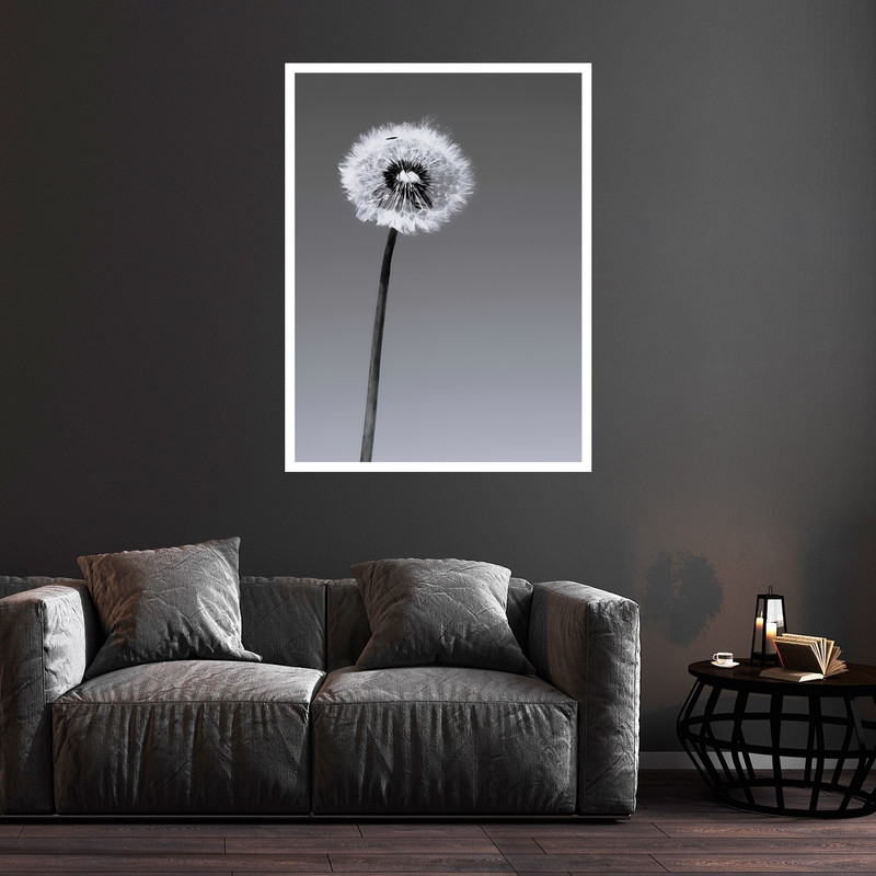 تابلو بکلیت طرح هنری مدرن گل قاصدک مدل W-bu5800 فریم سفید