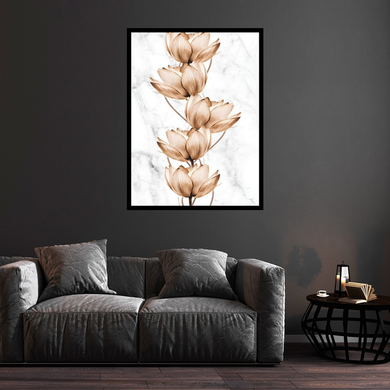 تابلو بکلیت طرح هنری مینیمال و دکوراتیو کلاسیک  دسته گل مدل B-bu5845 فریم مشکی