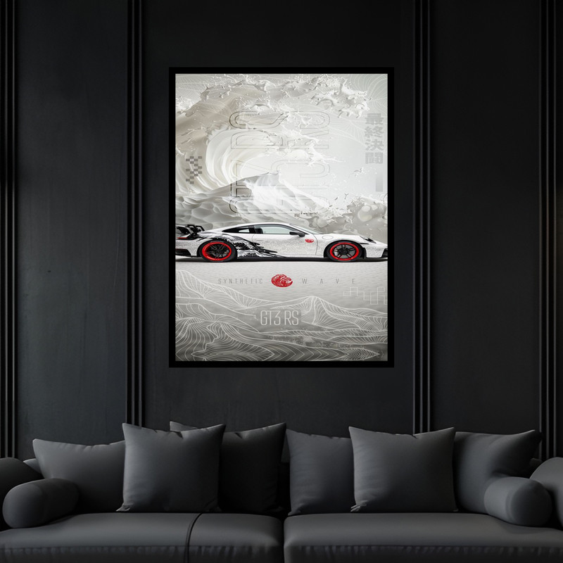 تابلو بکلیت طرح مدرن ماشین مسابقه و خودرو مدل B-bu6031 فریم مشکی