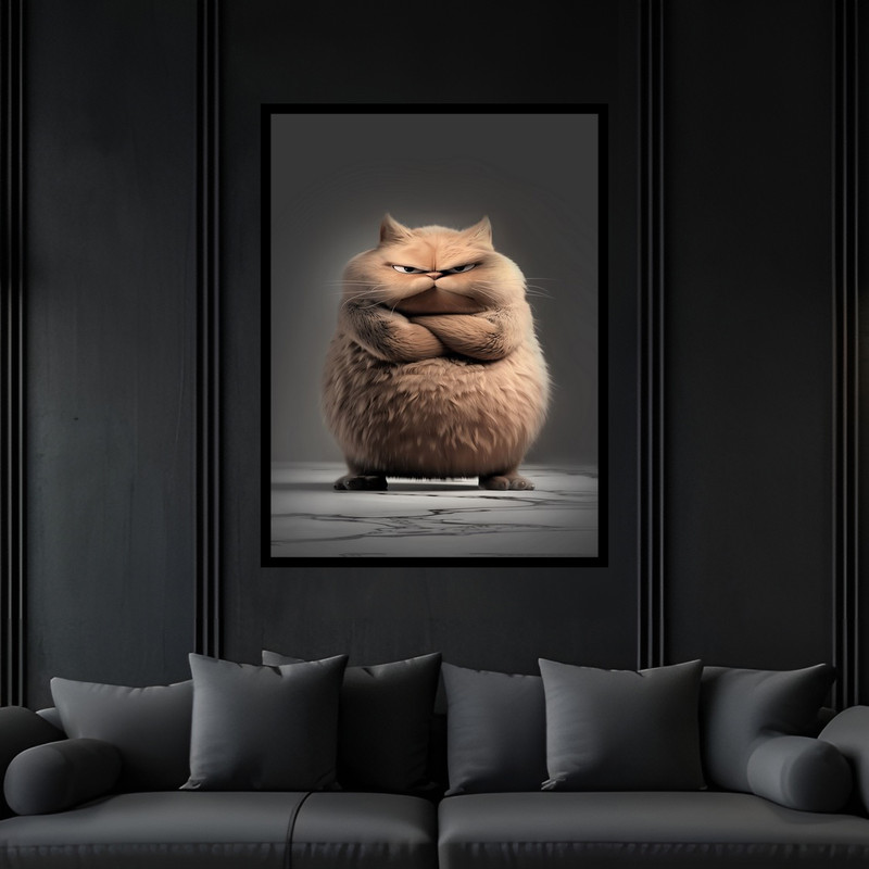 تابلو بکلیت طرح هنری فانتزی و دکوراتیو دکوری حیوانات گربه مدل B-bu5890 فریم مشکی