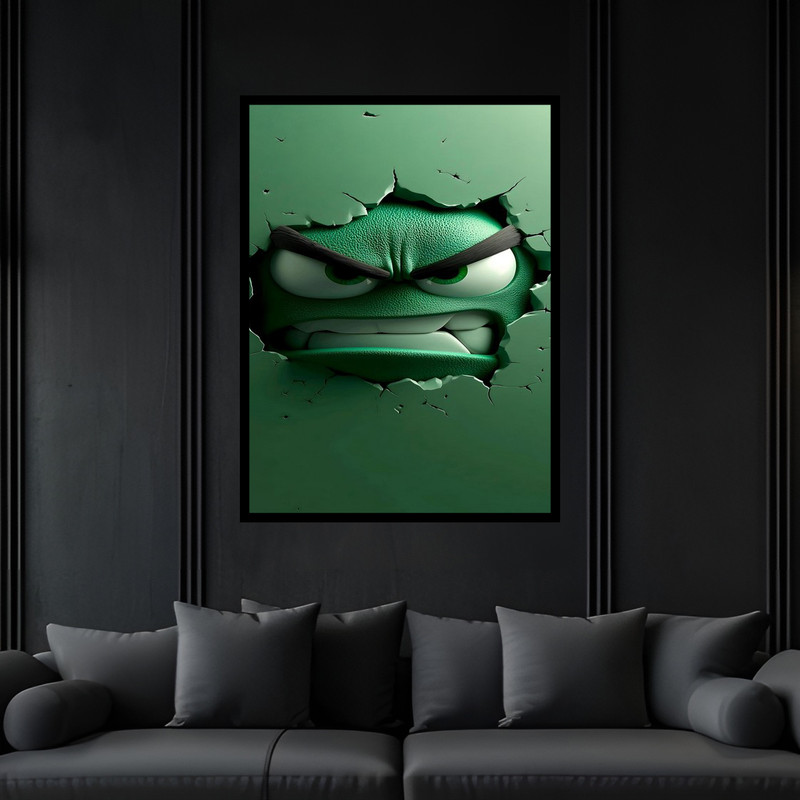 تابلو بکلیت طرح دکوری فانتزی شکلک و ایموجی خشمگین و عصبانی مدل B-bu6515 فریم مشکی