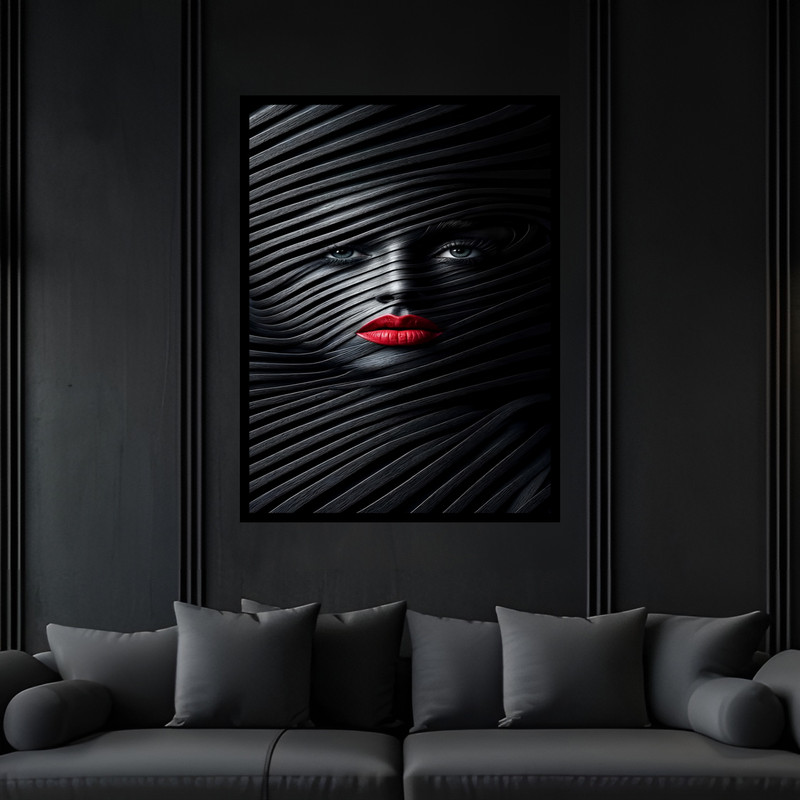 تابلو بکلیت طرح دکوراتیو مدرن ژستیک چهره دخترانه مدل B-bu7380 فریم مشکی