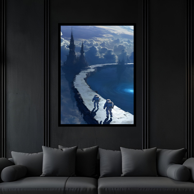 تابلو بکلیت طرح دکوری فضا و کهکشان فضانورد مدل B-bu7179 فریم مشکی