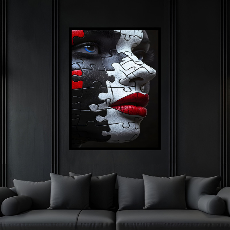 تابلو بکلیت طرح دکوراتیو مدرن ژستیک چهره دخترانه مدل B-bu7565 فریم مشکی