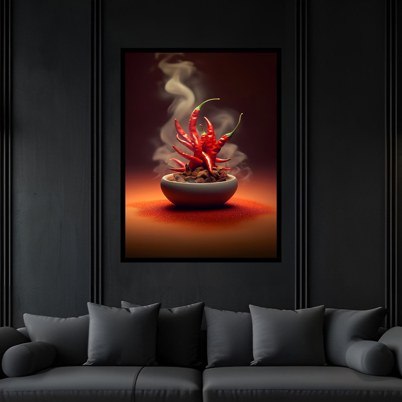 تابلو بکلیت طرح غذا و رستوران ادویه فلفل قرمز مدل B-bu6939 فریم مشکی