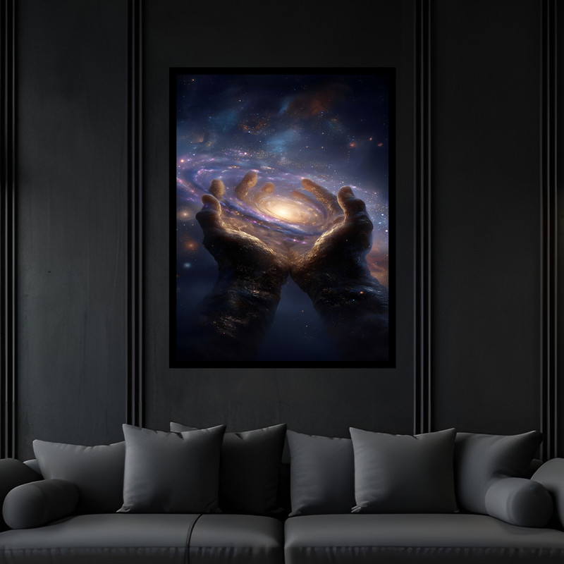 تابلو بکلیت طرح دکوری فضا و کهکشان فضانورد مدل B-bu7083 فریم مشکی