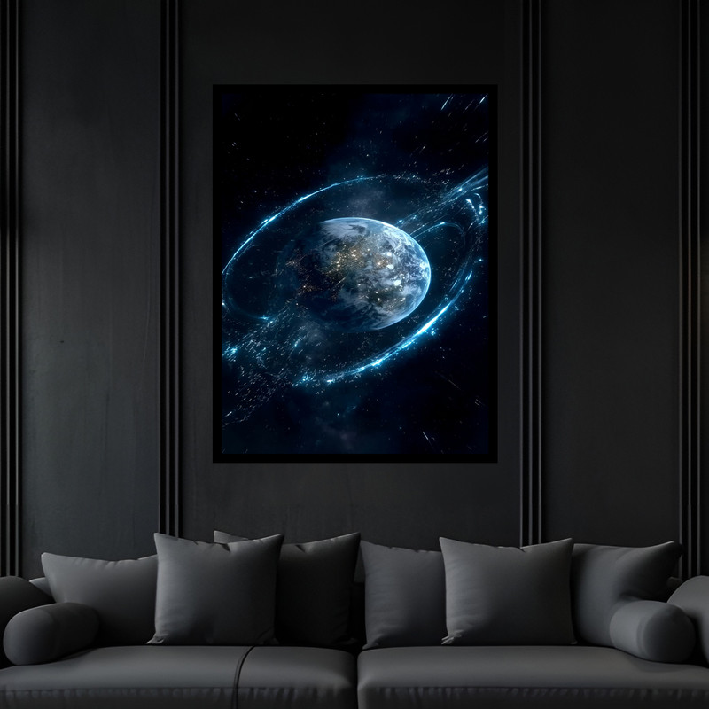 تابلو بکلیت طرح دکوری فضا و کهکشان فضانورد مدل B-bu7086 فریم مشکی