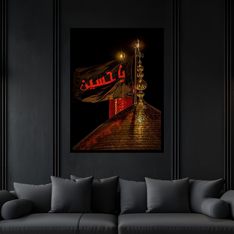 تابلو بکلیت طرح مذهبی کربلا حرم امام حسین مدل B-bu7423 فریم مشکی