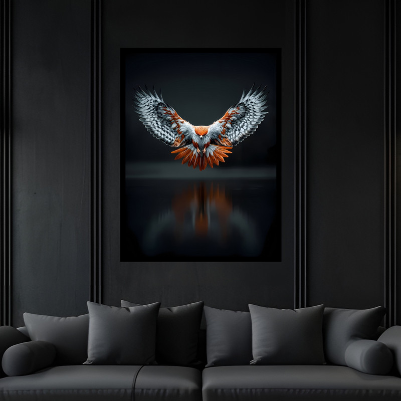 تابلو بکلیت طرح طبیعت مینیمال پرنده عقاب مدل B-bu7069 فریم مشکی