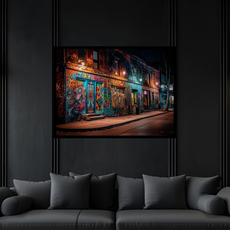 تابلو بکلیت طرح هنری نقاشی شهری  مدل B-bu6568 فریم مشکی