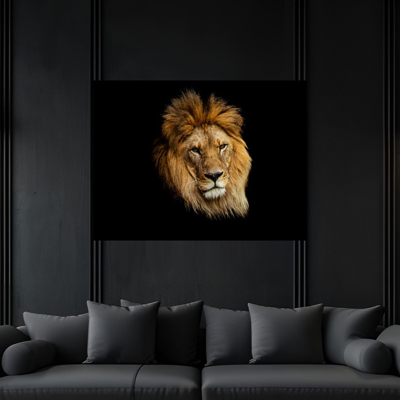 تابلو بکلیت طرح دکوری طبیعت شیر سلطان جنگل  مدل B-bu6583 فریم مشکی