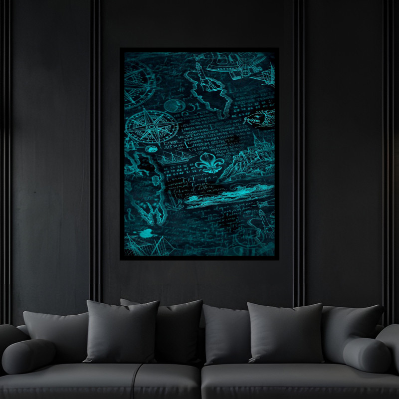 تابلو بکلیت طرح نقشه و مسیریاب قدیمی تاریخی مدل B-bu6001 فریم مشکی