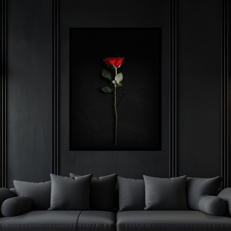 تابلو بکلیت طرح هنری دکوری دکوراتیو شاخه گل مدل B-bu5977 فریم مشکی