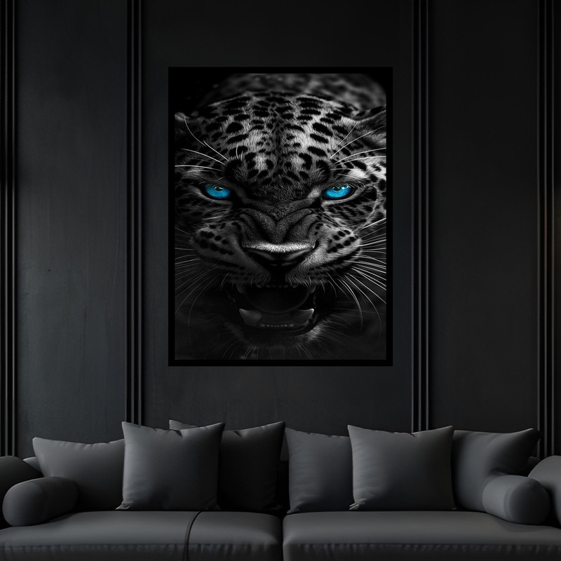 تابلو بکلیت طرح دکوری هنری حیوانات ببر و پلنگ مدل B-bu5981 فریم مشکی