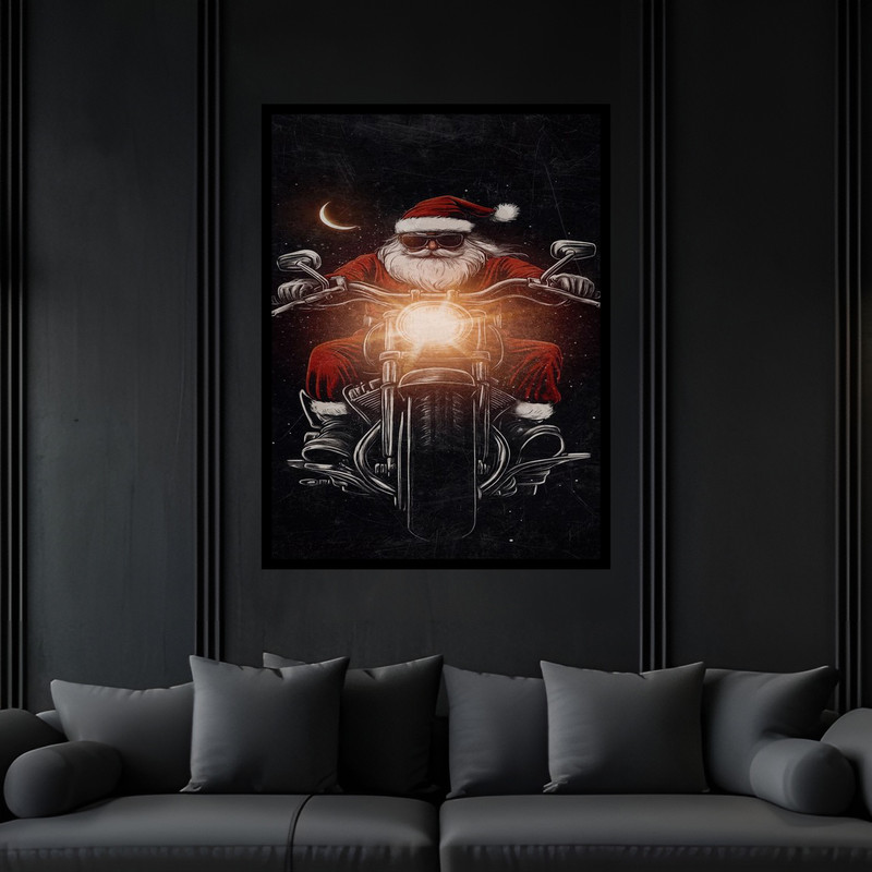 تابلو بکلیت طرح دکوری فانتزی شخصیت بابا نوئل مدل B-bu6175 فریم مشکی