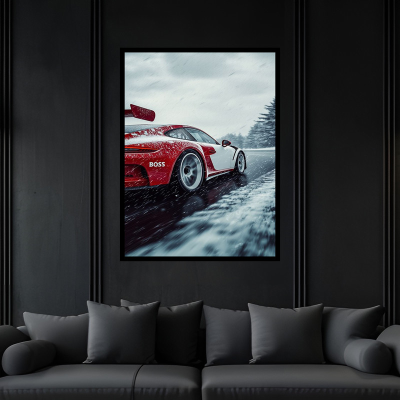 تابلو بکلیت طرح دکوری خودرو ماشین مسابقه مدل B-bu6118 فریم مشکی