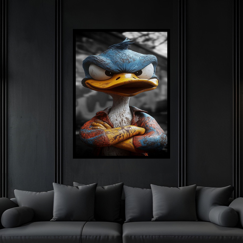 تابلو بکلیت طرح دکوری فانتزی حیوانات اردک مدل B-bu6163 فریم مشکی