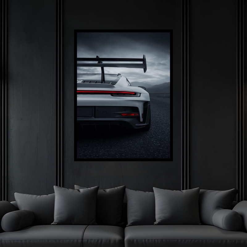 تابلو بکلیت طرح دکوری و دکوراتیو ماشین و خودرو پورشه مدل B-bu5944 فریم مشکی