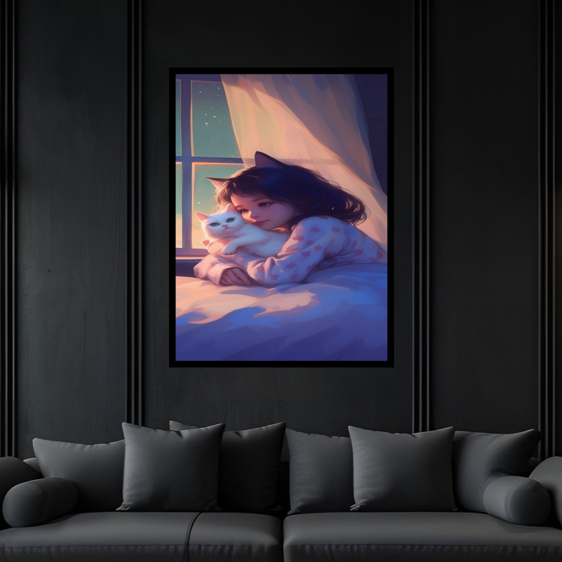 تابلو بکلیت طرح کودک دکوری فانتزی ژستیک دخترانه کارتون و انیمیشن مدل B-bu6241 فریم مشکی