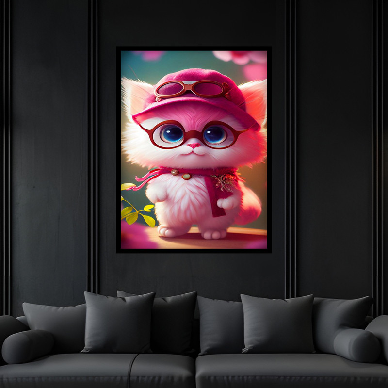 تابلو بکلیت طرح دکوری فانتزی دکوراتیو حیوانات خرگوش مدل B-bu6705 فریم مشکی