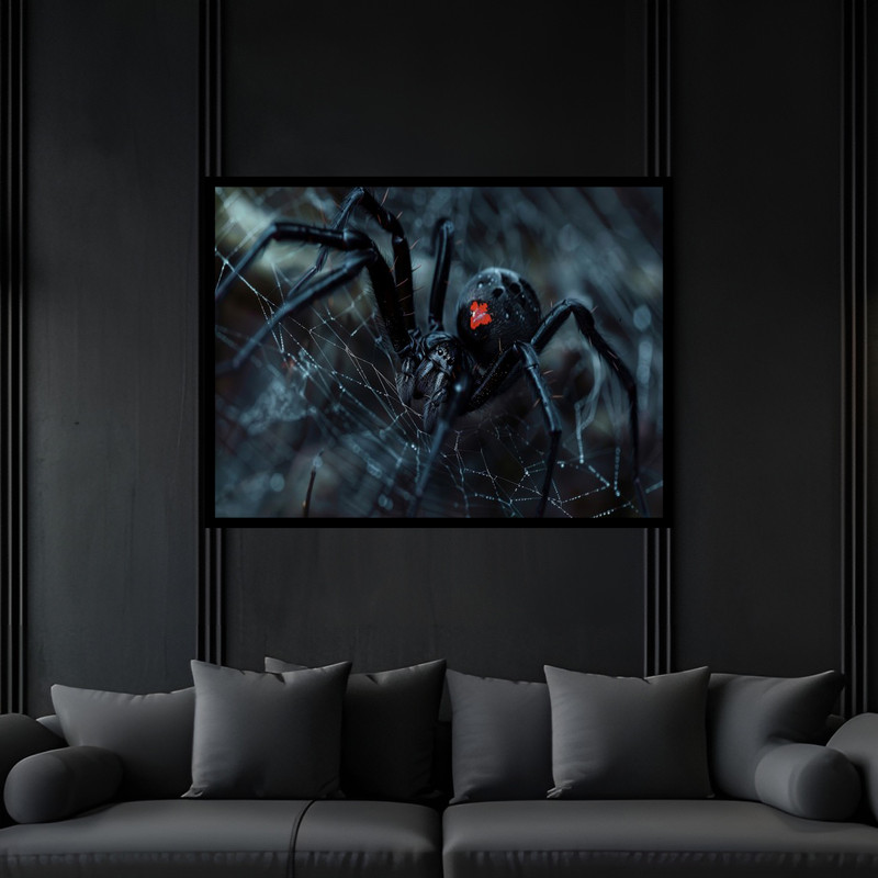 تابلو بکلیت طرح طبیعت حیوانات و حشرات عنکبوت مدل B-bu6543 فریم مشکی