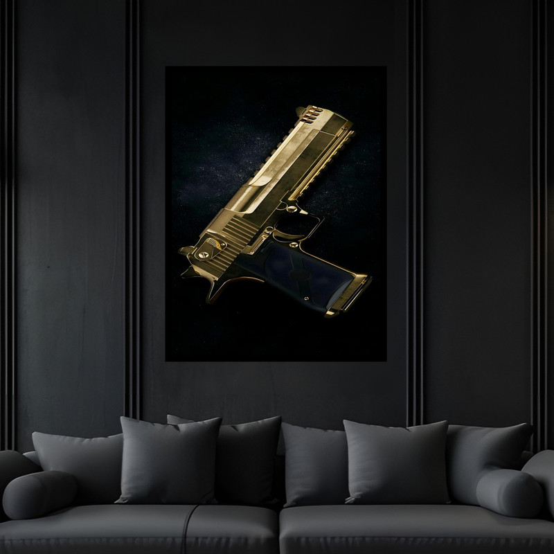 تابلو بکلیت طرح دکوری اسلحه و تفنگ مدل B-bu6508 فریم مشکی