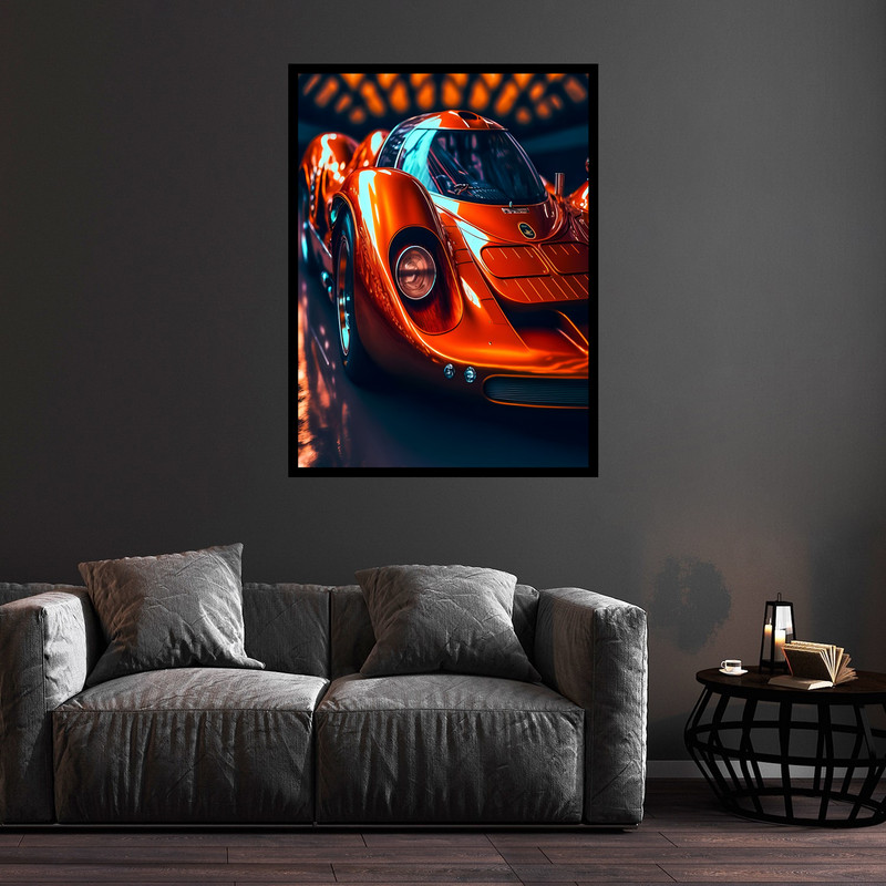 تابلو بکلیت طرح فانتزی هنری ماشین خودرو مدل B-bu5784 فریم مشکی