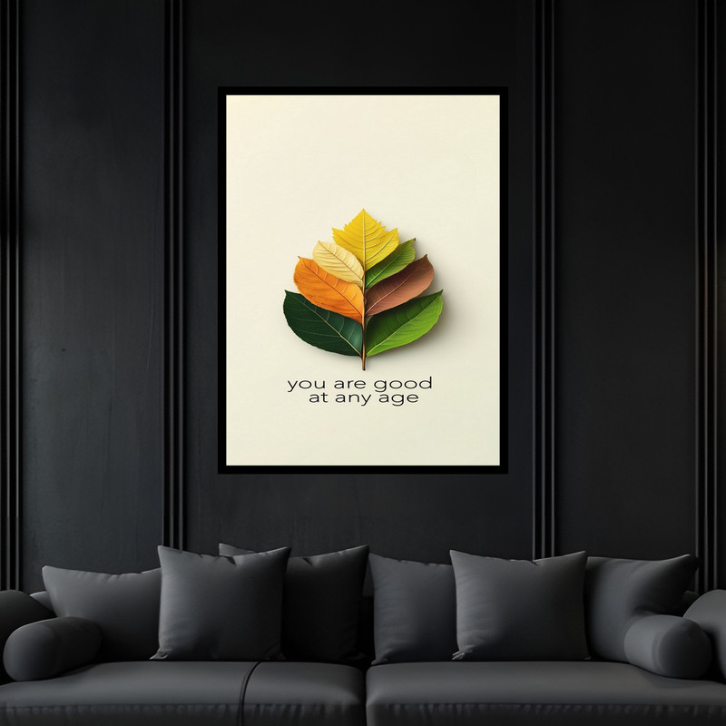 تابلو بکلیت طرح هنری برگ درخت پاییز و جمله انگیزشی مدل B-bu6190 فریم مشکی