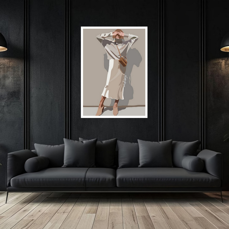 تابلو بکلیت طرح دکوراتیو هنری ژستیک دخترانه مدل W-bu5469 فریم سفید