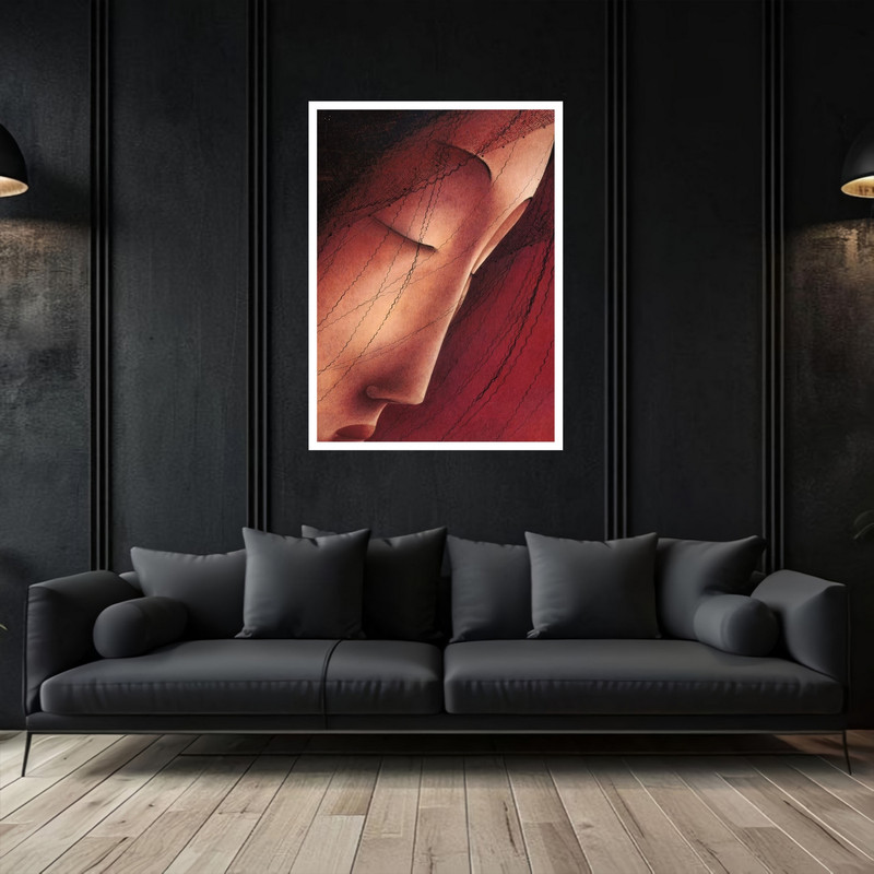 تابلو بکلیت طرح هنری کلاسیک سنتی دکوراتیو چهره مدل W-bu5460 فریم سفید