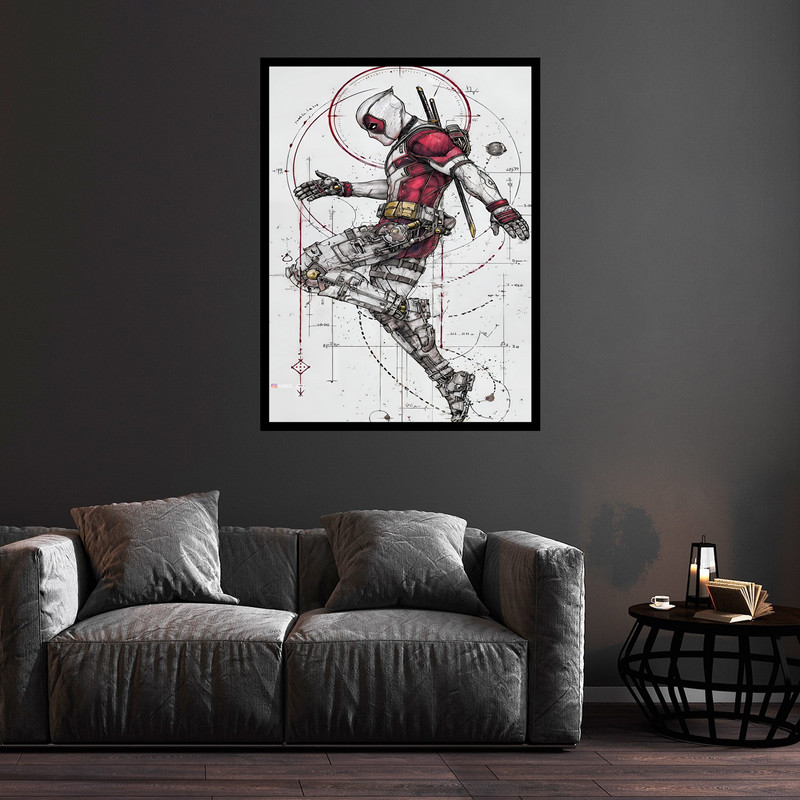 تابلو بکلیت طرح شخصیت سینمایی و سریالی ددپول  مدل B-bu5730 فریم مشکی