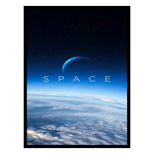 تابلو نوری بکلیت طرح فضا و کهکشان و آسمان و سیاره مدل B-bu5891 فریم مشکی