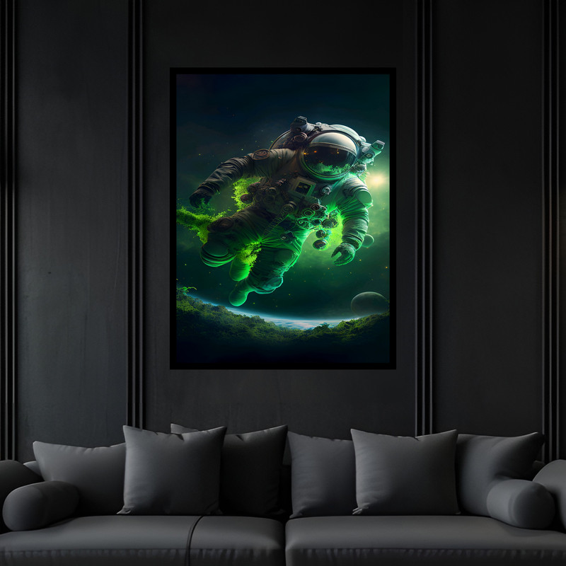 تابلو بکلیت طرح دکوری فضا و کهکشان فضانورد مدل B-bu7337 فریم مشکی