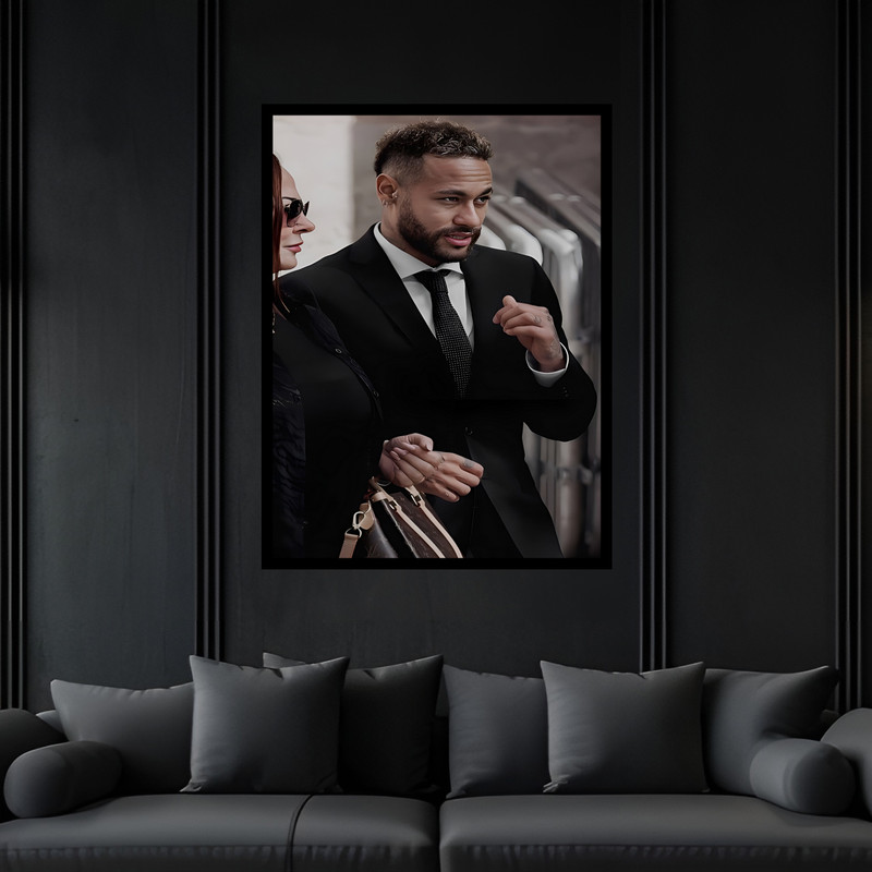 تابلو بکلیت طرح ورزشی بازیکن فوتبال نیمار مدل B-bu7142 فریم مشکی