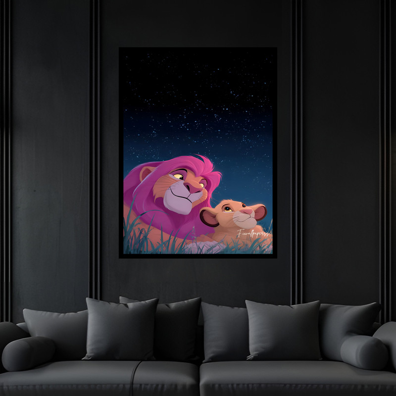 تابلو بکلیت طرح کارتون و انیمیشن شیر شاه  مدل B-bu7388 فریم مشکی