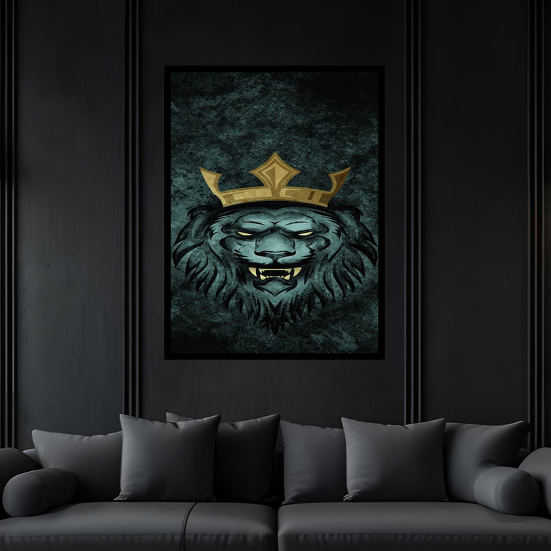 تابلو بکلیت طرح دکوراتیو خفن شیر شاه مدل B-bu6488 فریم مشکی