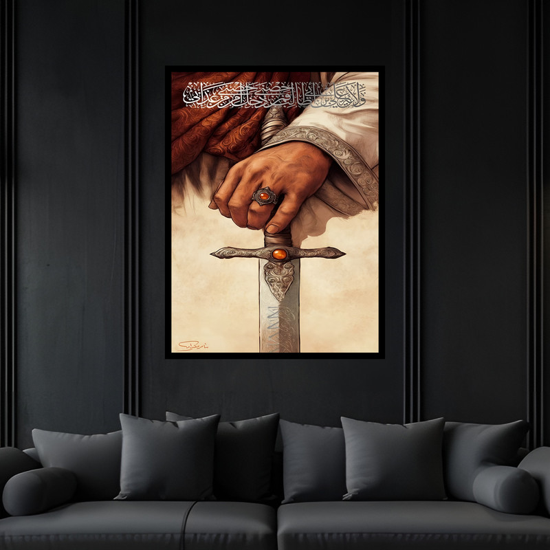 تابلو بکلیت طرح مذهبی امیرالمومنین امام علی مدل B-bu7563 فریم مشکی