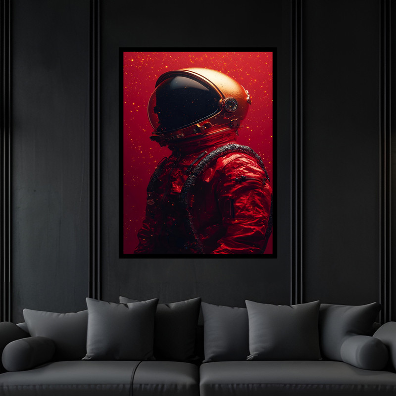 تابلو بکلیت طرح دکوری فضا و کهکشان فضانورد مدل B-bu6915 فریم مشکی