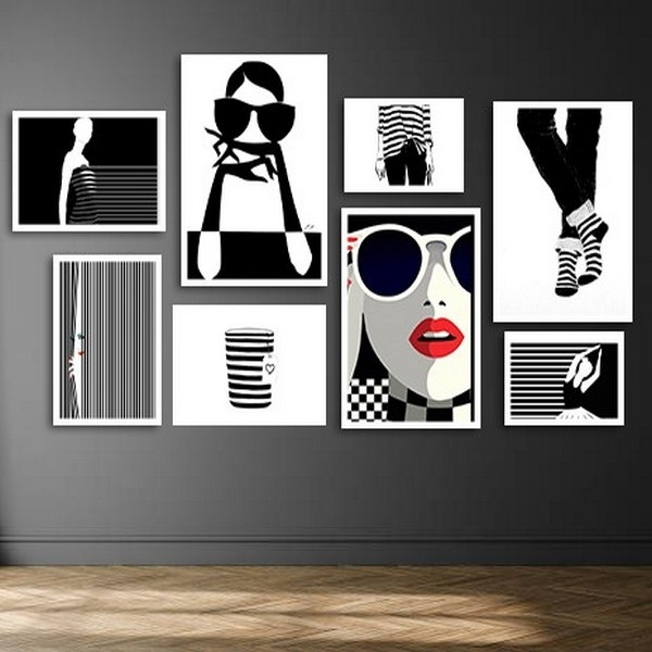 تابلو بکلیت طرح نقاشی مینیمال و دکوری و مدرن مدل W-bu3838 مجموعه 8 عددی