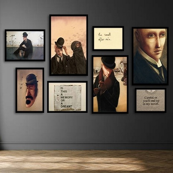 تابلو بکلیت طرح نقاشی مینیمال و دکوری و مدرن مدل B-bu3837 مجموعه 8 عددی